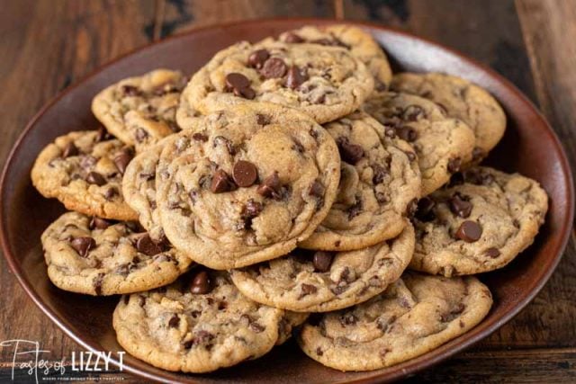 plate of chocolate chip cookies