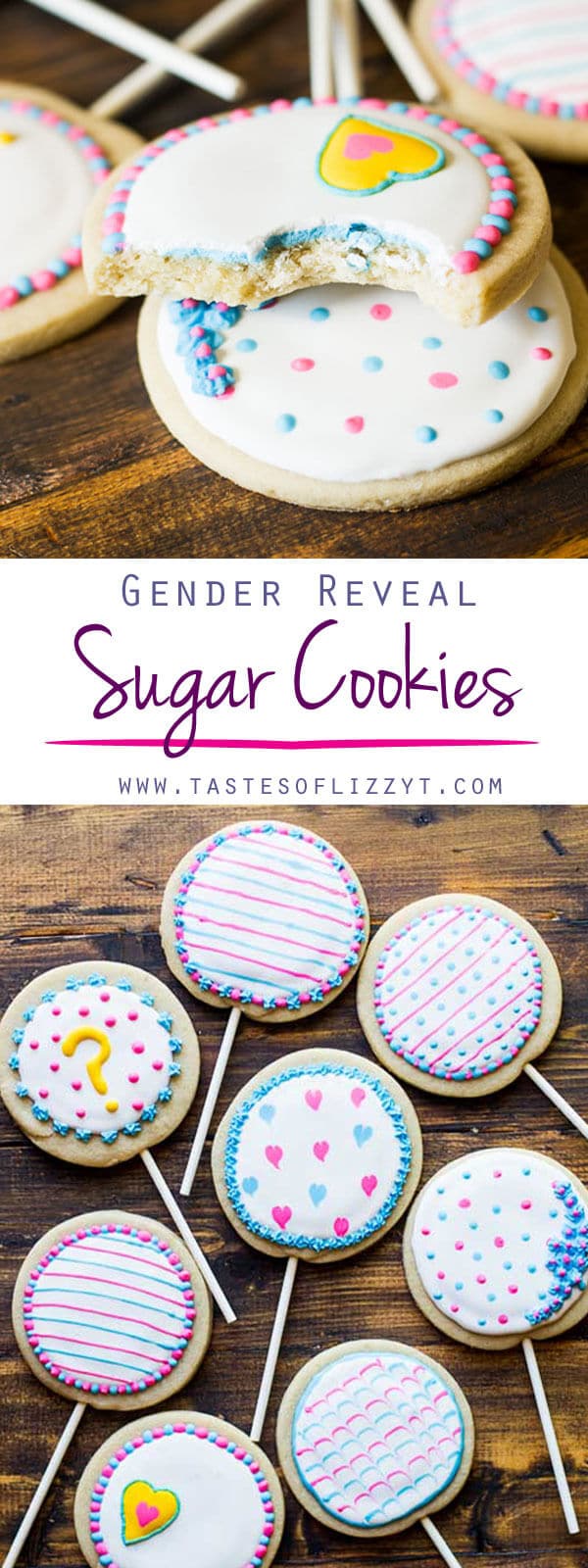 Gender Reveal Cookies Recipe and Tutorial {Easy Sugar Cookie Recipe} A simple decorated sugar cookie recipe is the star of the party with these Gender Reveal Cookies! Will it be pink or blue?