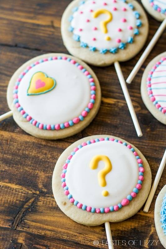 A simple decorated sugar cookie recipe is the star of the party with these Gender Reveal Cookies! Will it be pink or blue?