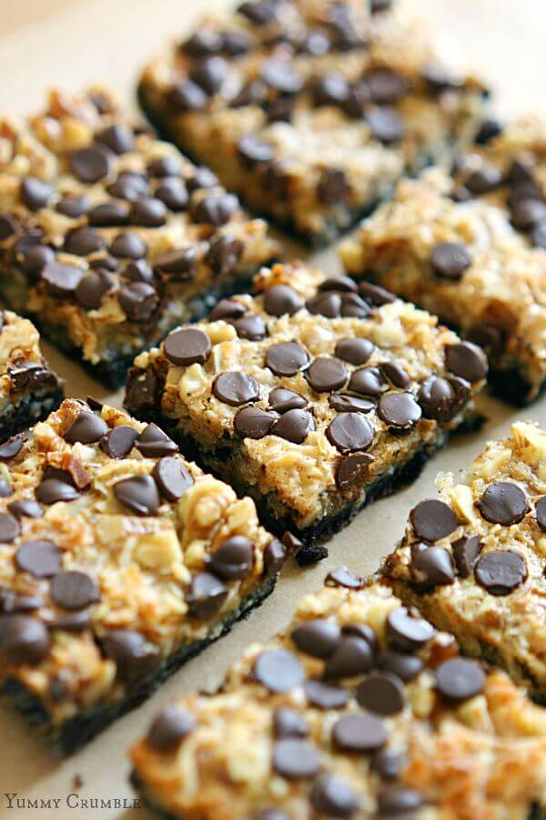 Magic Cookie Bars cut into squares