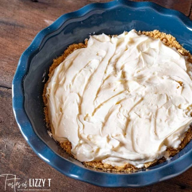 cream cheese layer in pie plate