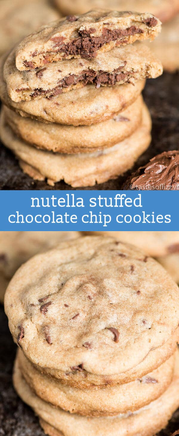 These soft, chewy Brown Butter Chocolate Chip Cookies Stuffed with Nutella are made with tons of chocolate chips and sea salt, creating the perfectly sweet and salty cookie.