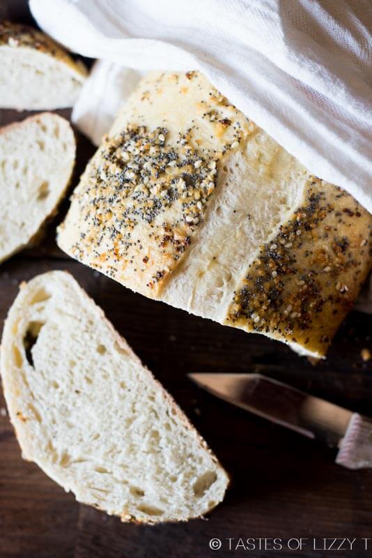 Classic, homemade Italian bread dressed up with an "everything", 4 ingredient spice rub. This bread rises in the refrigerator overnight.
