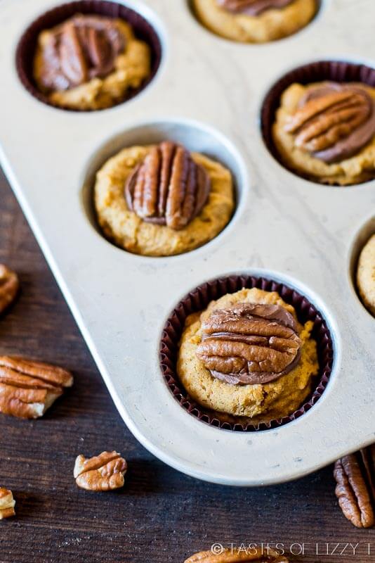 pumpkin cookies stuffed with Rolo candies and walnuts