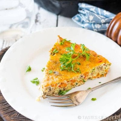 Vegetable and Sausage Frittata {Hints on how to make a fluffy egg frittata}
