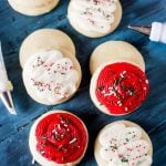 Thick, soft, buttermilk sugar cookies are the best cutout cookies. Similar to lofthouse cookies, these are perfect with a dollop of buttercream frosting.