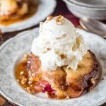 serving of cranberry apple dumplings ala mode