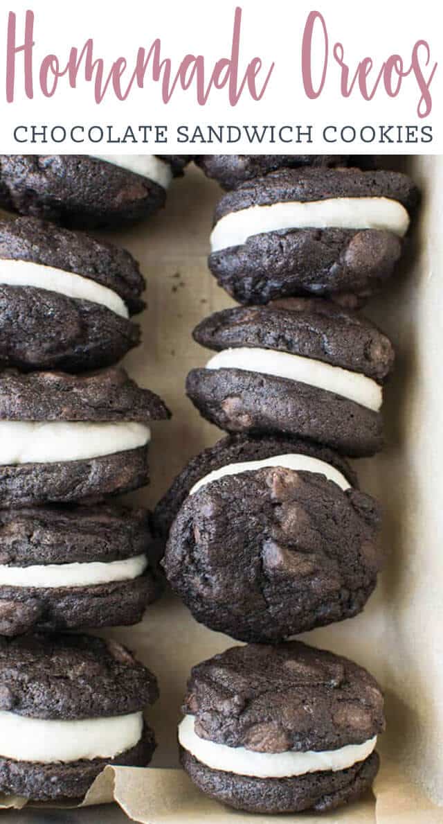 overhead view of chocolate sandwich cookies