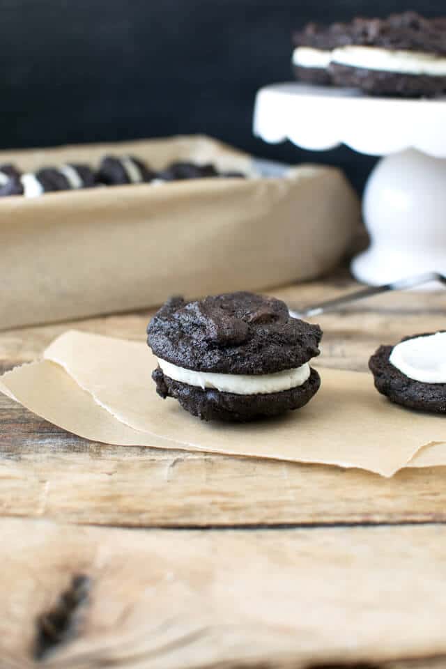 The Best Chocolate Sandwich Cookies: Rich double chocolate cookie sandwiches filled with vanilla buttercream.