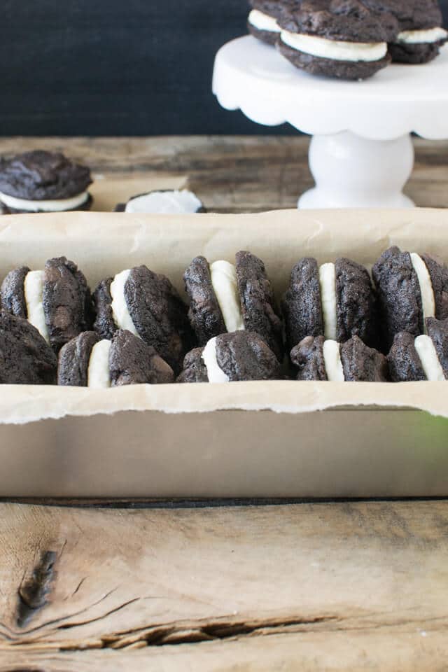 The Best Chocolate Sandwich Cookies: Rich double chocolate cookie sandwiches filled with vanilla buttercream.
