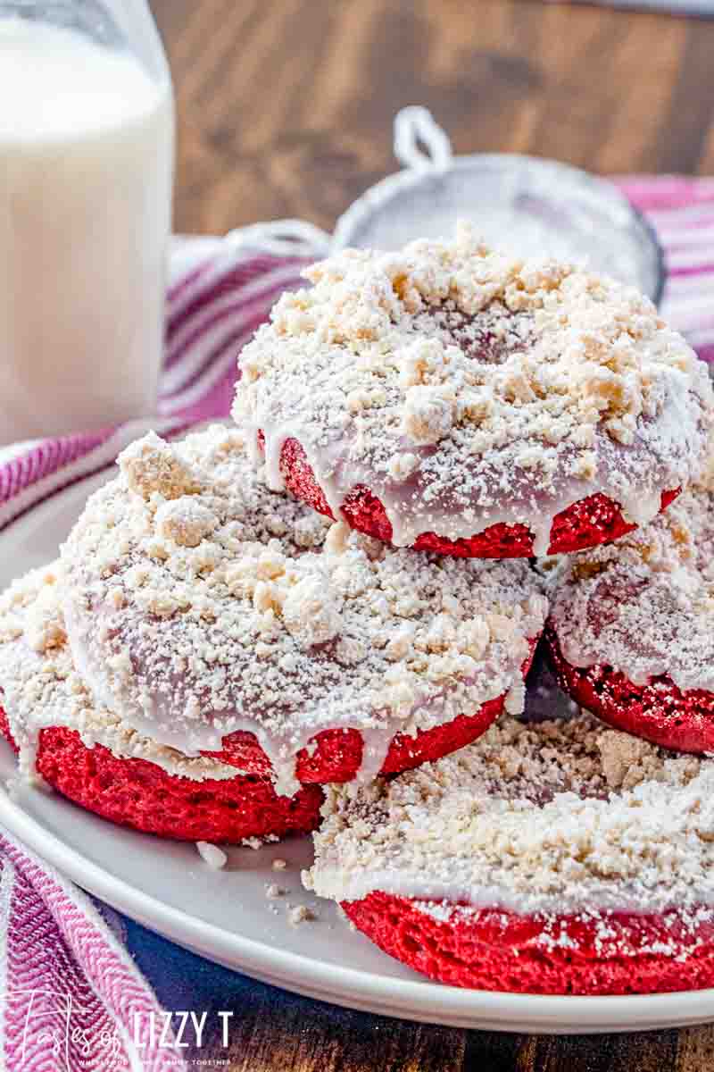 Baked Red Velvet Doughnuts with Crumb Streusel Tastes of