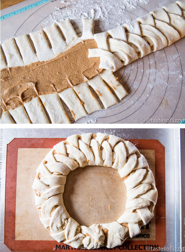 A sweet peanut butter filling stuffs this soft, braided coffee cake. Top with a chocolate glaze for a decadent breakfast treat!