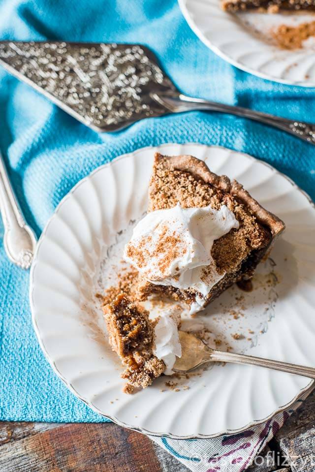 Quakertown Molasses Crumb Pie is an old-fashioned recipe that is similar to shoo-fly pie. Rich, gooey molasses filling baked with a crumb topping.