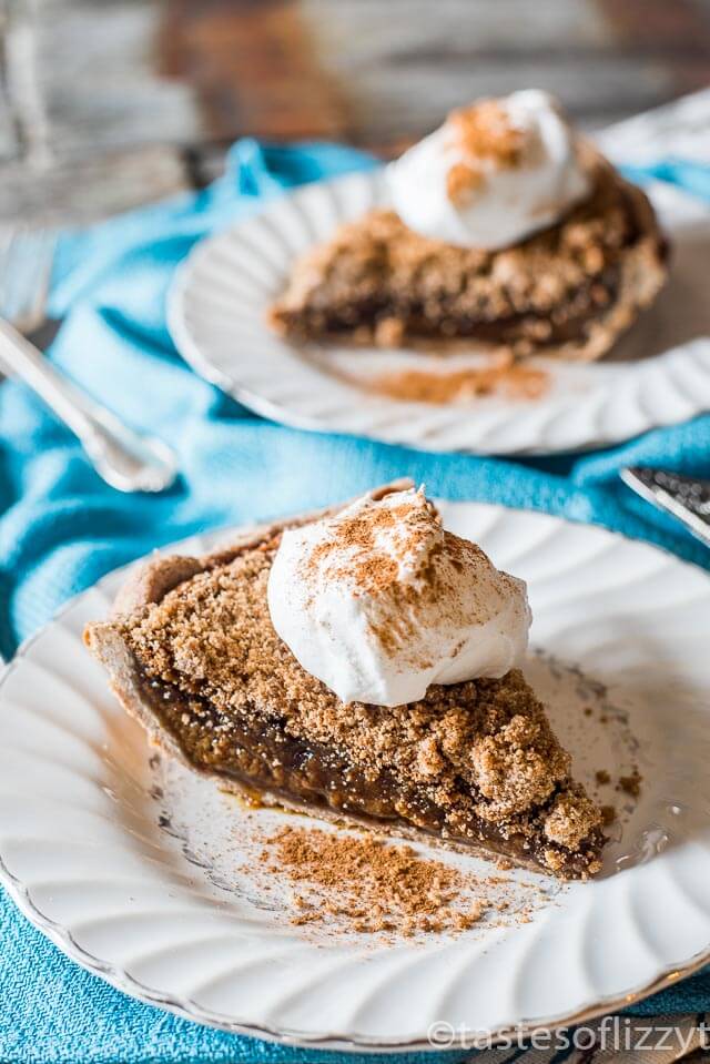 Quakertown Molasses Crumb Pie is an old-fashioned recipe that is similar to shoo-fly pie. Rich, gooey molasses filling baked with a crumb topping.