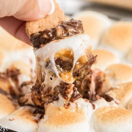 graham cracker dipped in smores dip