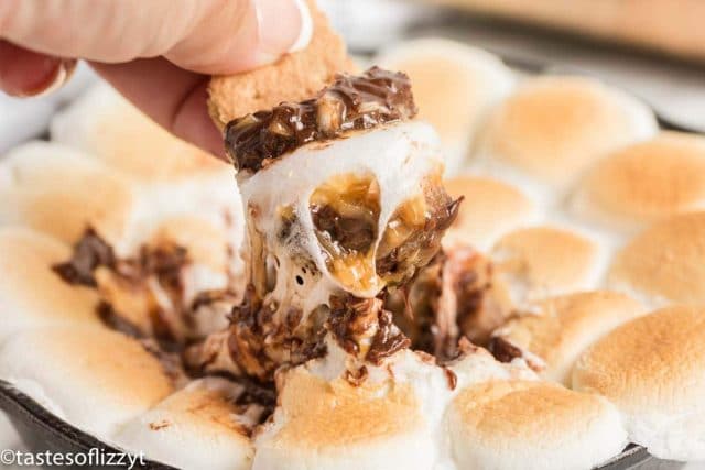 graham cracker dipped in smores dip