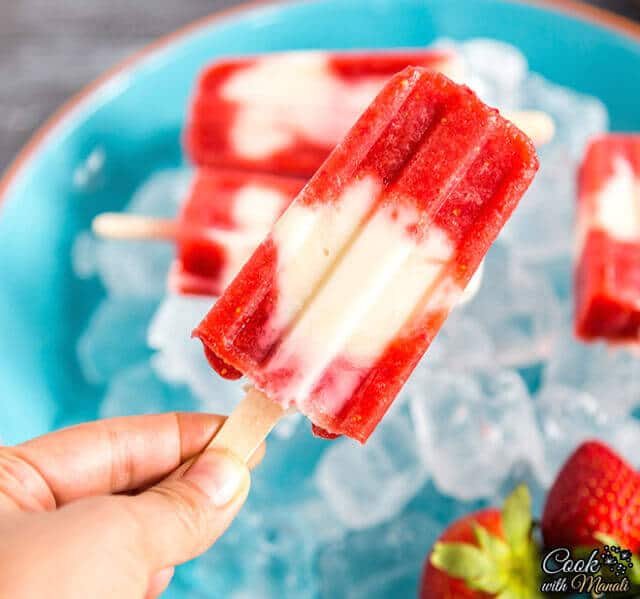 Strawberry Yogurt Popsicles Recipe {No Refined Sugar and Just 5