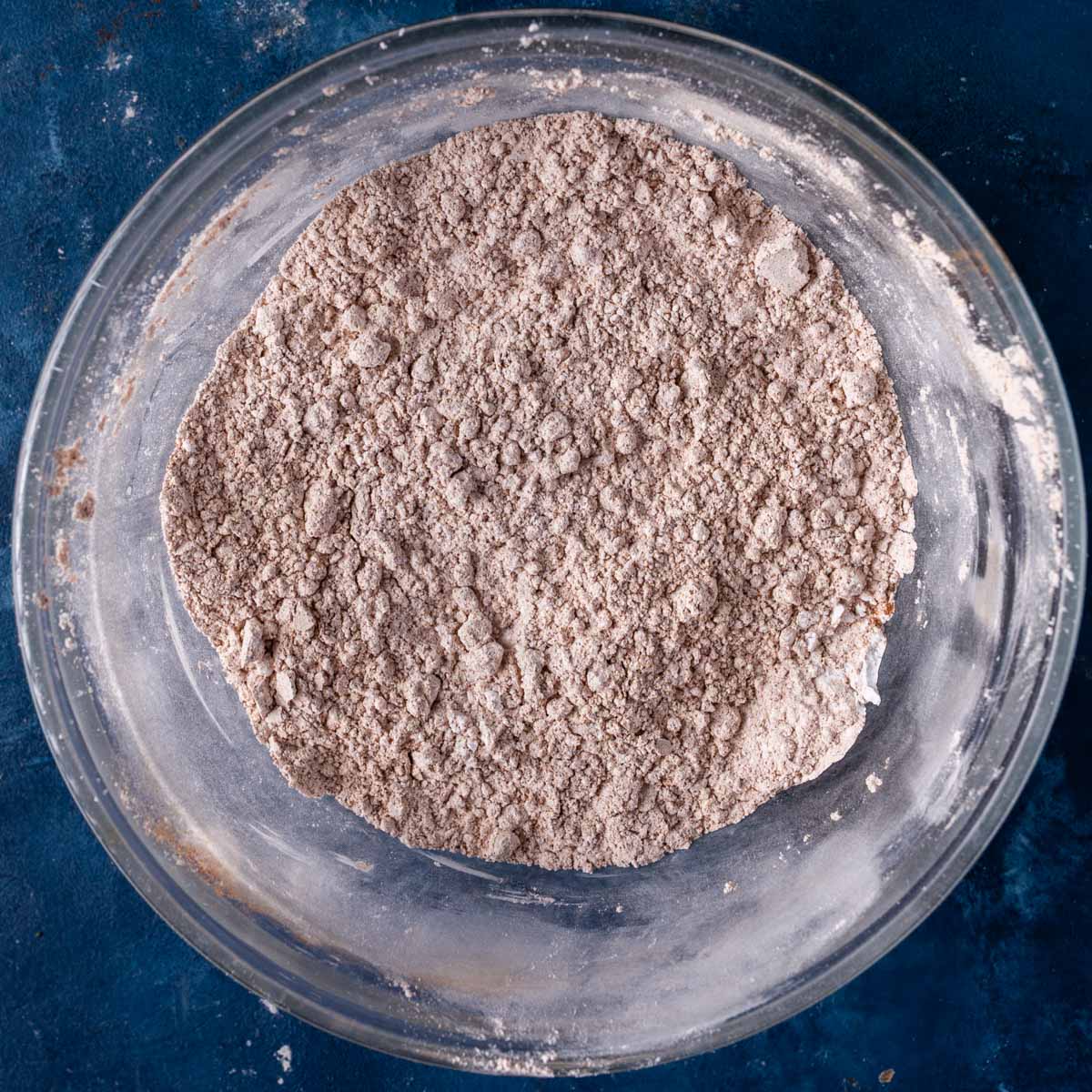 powdered sugar and cinnamon in a glass bowl