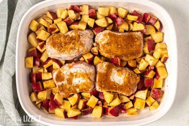 unbaked Pork chop potato bake 