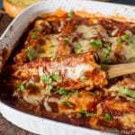 A simple cheese filling and rich, hearty spaghetti sauce make this three cheese manicotti a comforting family dinner. Serve with a side salad and garlic bread.