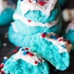 Patriotic Cake Mix Jello Cookies. A wonderful combination of a boxed cake mix and Jell-O. These are so simple and fun to decorate for the 4th of July!