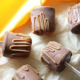 These deliciously fudgy ice cream fudge pops are enrobed in a milk chocolate magic shell, and drizzled with caramel. The classic fudge pop has gotten just gotten a cool makeover.