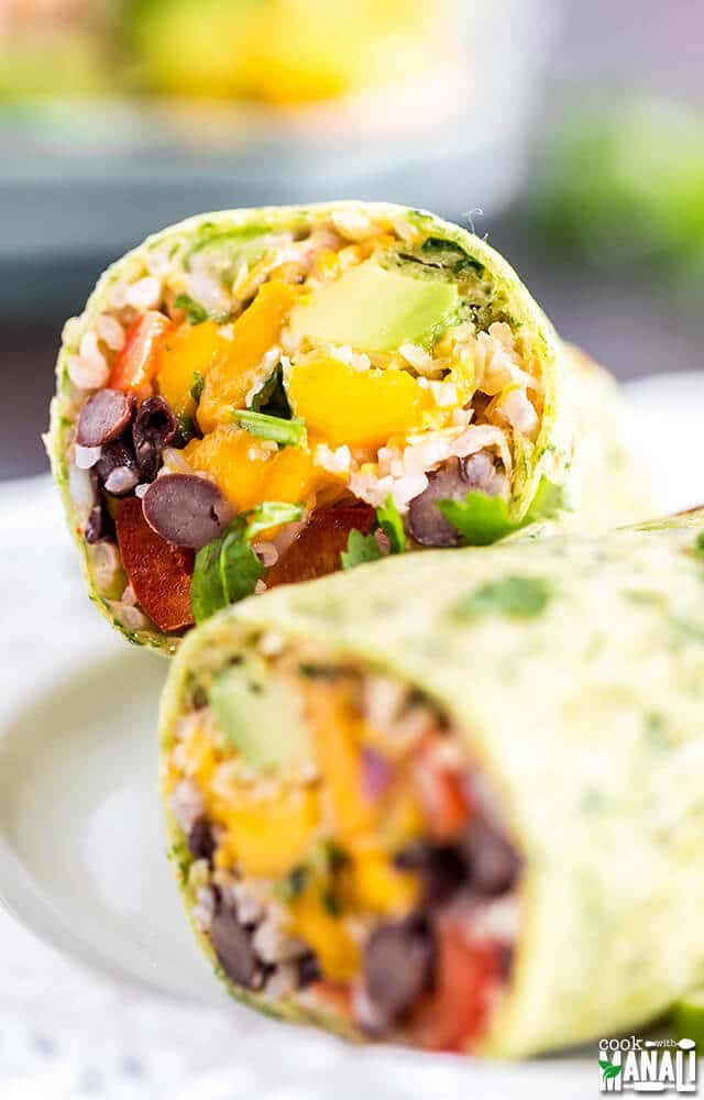 Vegetarian Burritos With Mango Avocado Salsa Tastes Of Lizzy T