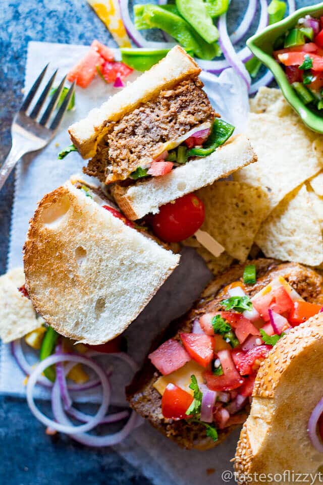 Mexican Meatloaf Sandwiches with Cheese and Pico de Gallo