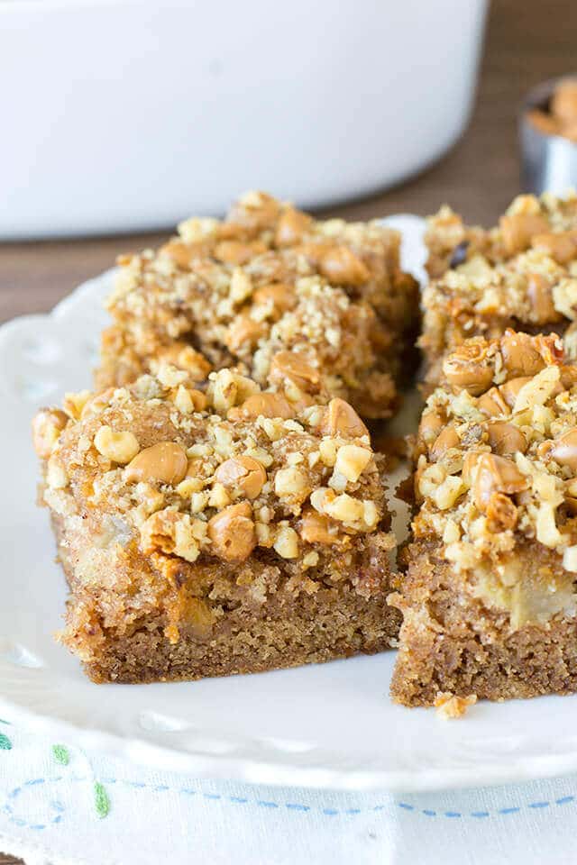 squares of apple butterscotch snack cake