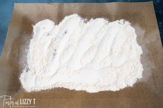 flour on parchment paper