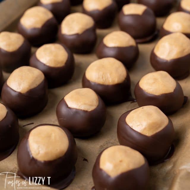 buckeyes sitting on parchment paper