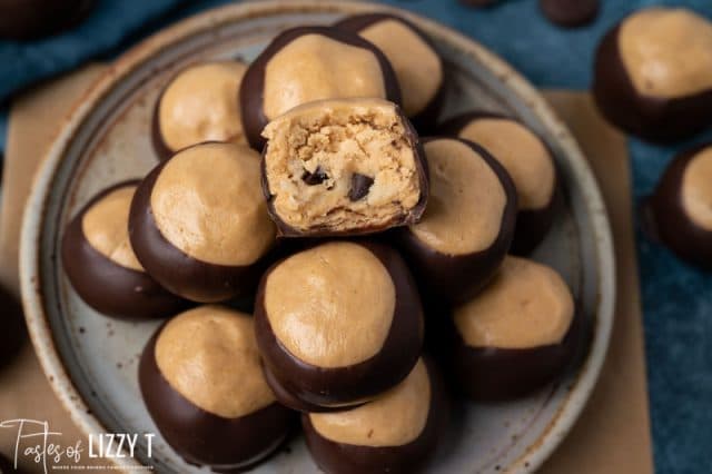 stack of cookie dough buckeyes