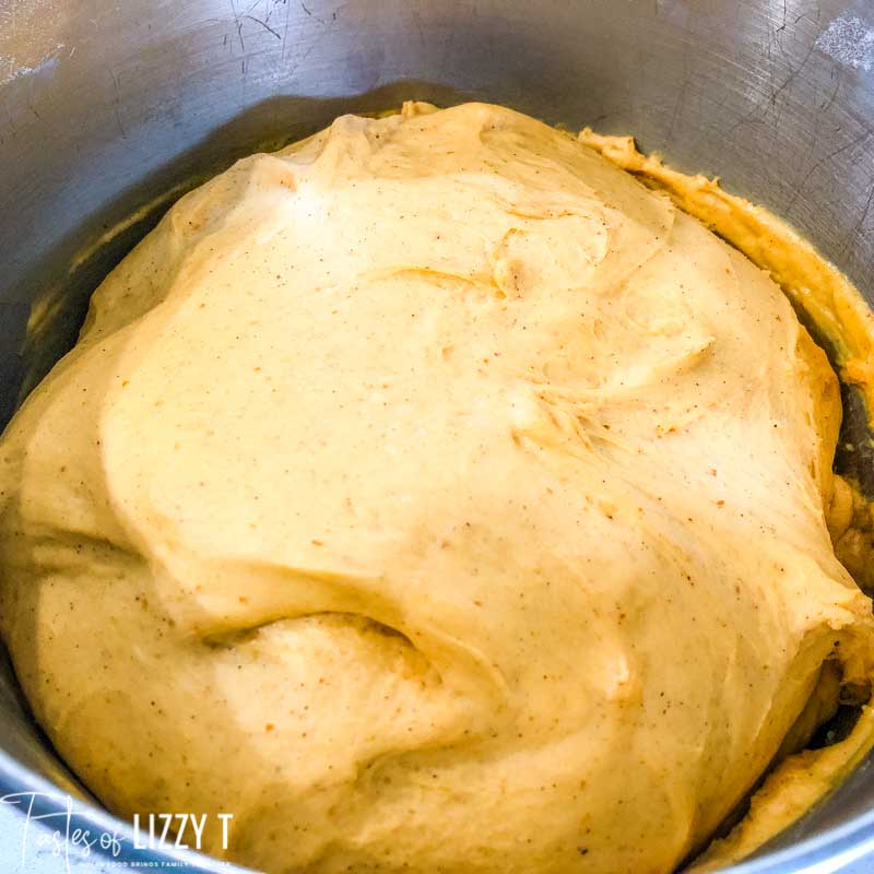 cinnamon roll dough in a bowl