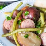 Slow Cooker Sausage, Green Beans and Potatoes makes an easy main dish recipe with simple flavors that that will satisfy the hunger of the whole family.