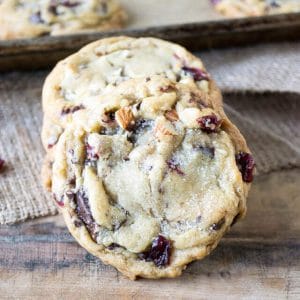bakery style cookies with cranberries almonds and chocolate chips