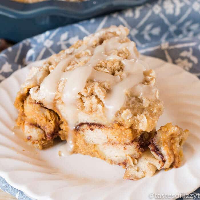 Pumpkin Cinnamon Roll Bake with Brown Sugar Oatmeal Streusel