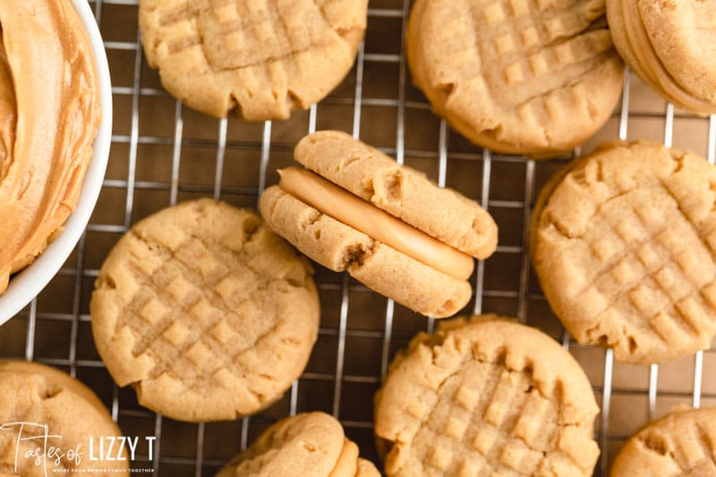 peanut butter cookies on a wire rack