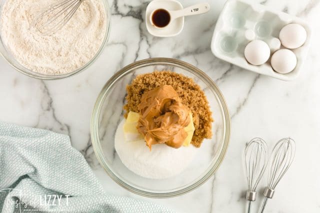ingredients for cookies in a measuring bowl
