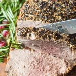 Sirloin Roast Beef with Peppercorn Crusted Top {Oven Roasting Tips}