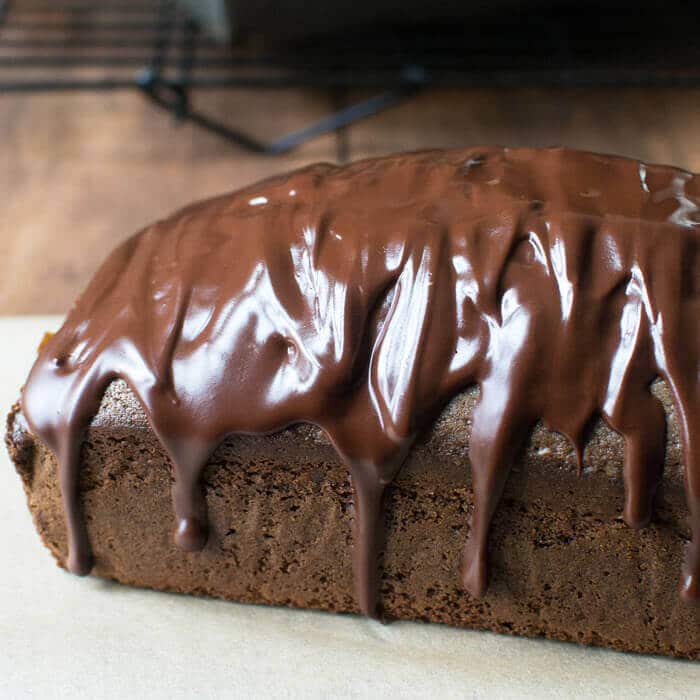 chocolate pound cake with chocolate glaze