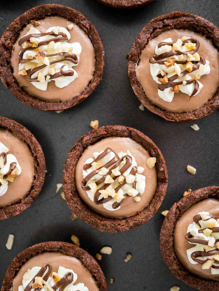 overhead view of nutella cookie cups 