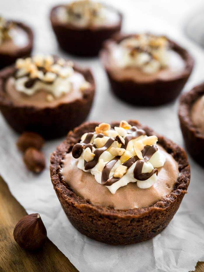 A close up nutella cookie cups 