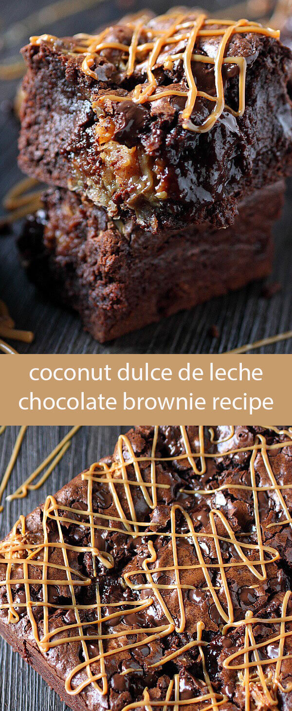 Dulce de Leche Brownies {Gooey From-Scratch Brownies with Coconut} / homemade dulce de leche / homemade brownie recipe / coconut brownies