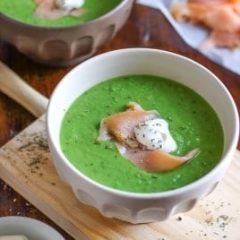 Green Pea Soup with Smoked Salmon