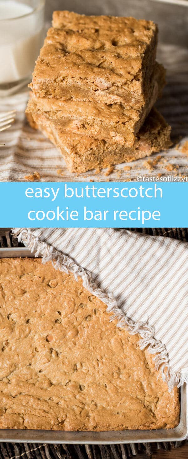 butterscotch cookie bars recipe / chewy butterscotch bars / butterscotch blondies / easy blondies recipe / easy dessert recipe /