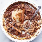 overhead shot of baked oatmeal with chai spice