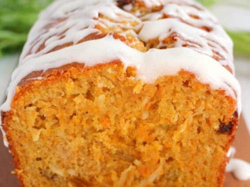 carrot coconut bread quick bread recipe loaded with raisins yogurt