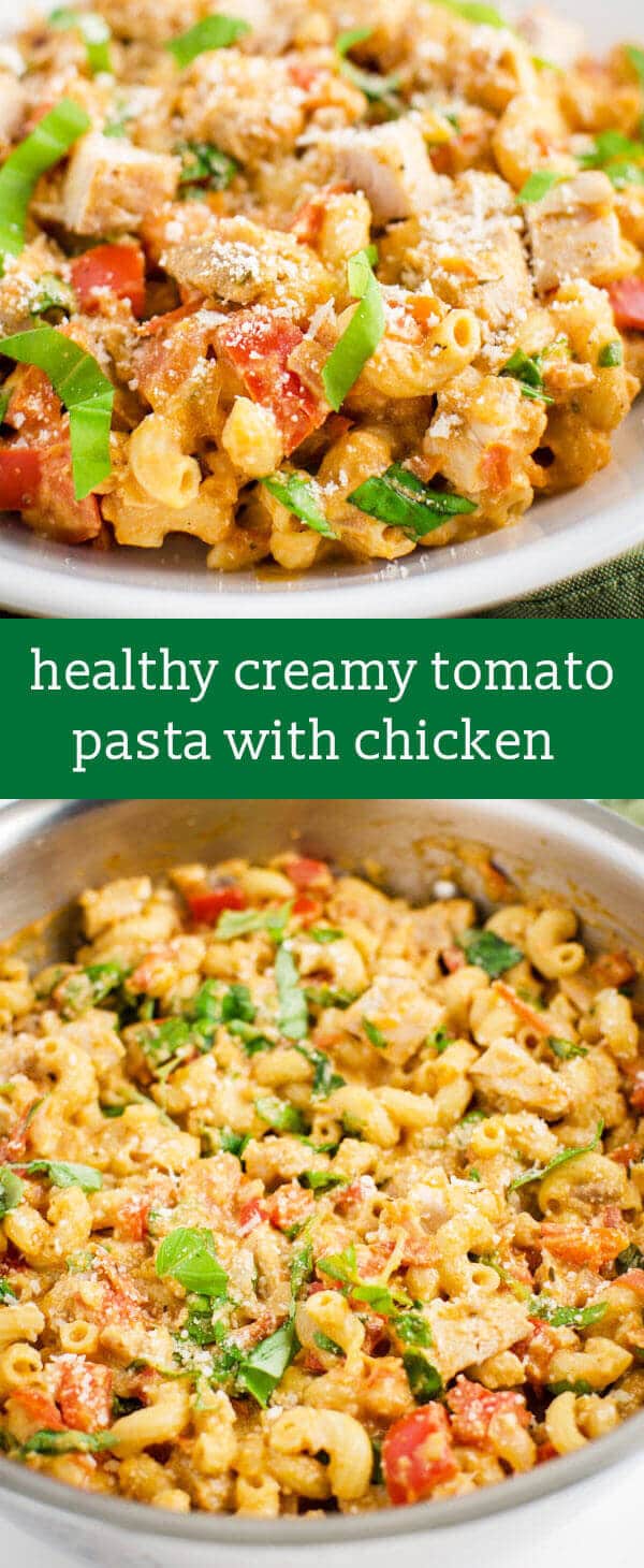 Creamy Tomato Pasta with Chicken {An Easy Healthy Lunch or Dinner} cashew cream / dairy free / chicken pasta / main dish recipe with pasta
