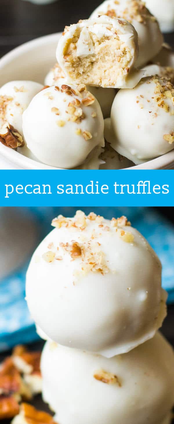 Pecan Sandie Truffles {Easy No Bake Cookie Truffle Recipe with White Chocolate} homemade candy recipe / chocolate dipped truffles