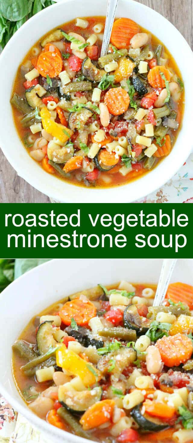 Roasted Vegetable Minestrone Soup {A Wholesome Hearty Meal}